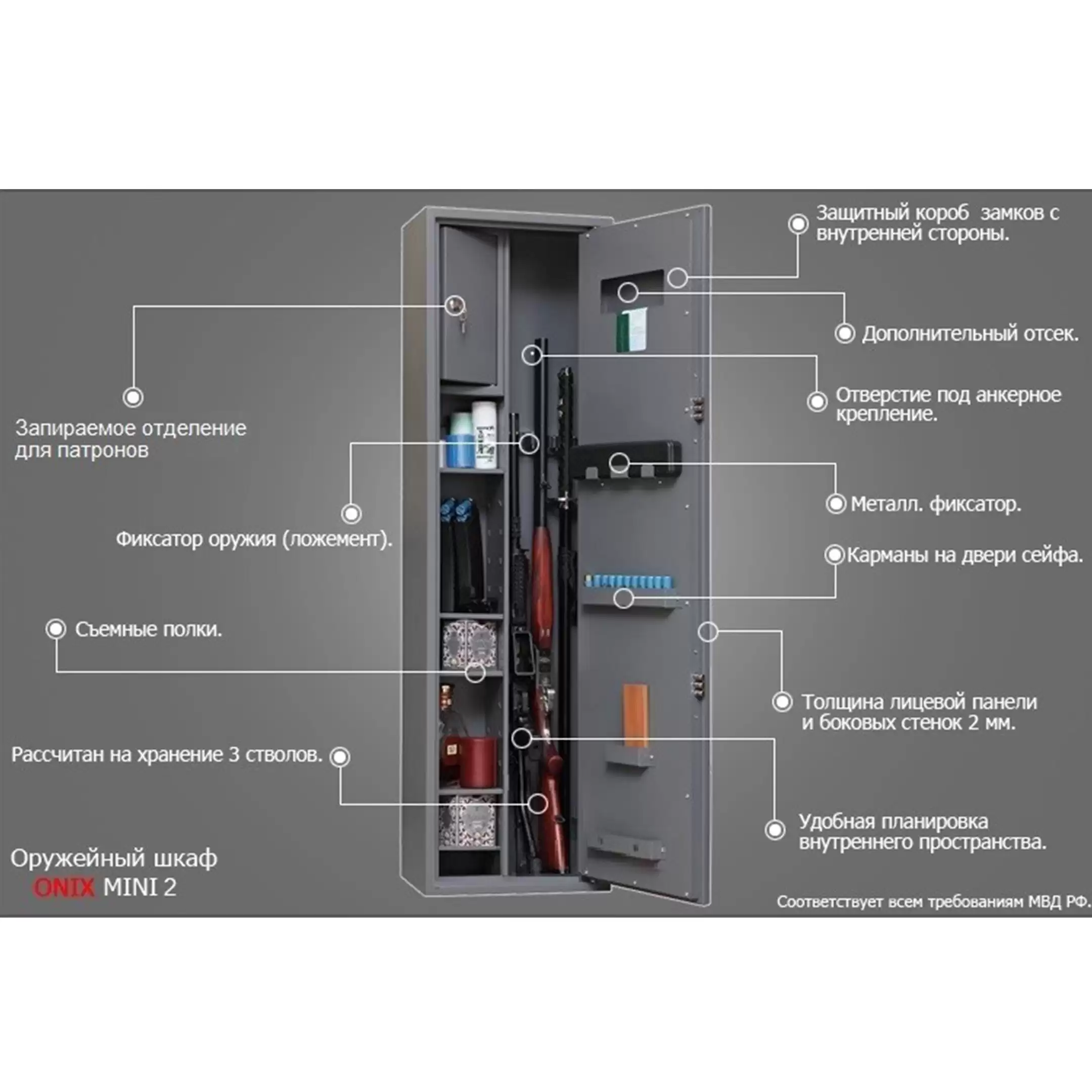 Шкаф оружейный ONIX MINI-2MEs
